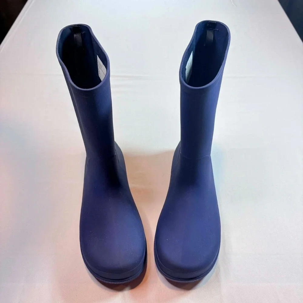 Cat & Jack Kids Size 4 Andy Rain Boots Waterproof Blue Slip On Rubber Puddle